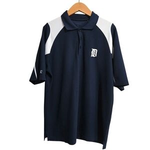 Detroit Tigers Navy Blue Polo Shirt with White Accents. Mens Size Medium